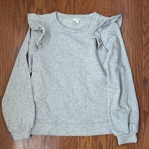 J. Crew Heather Gray Ruffle Sweatshirt